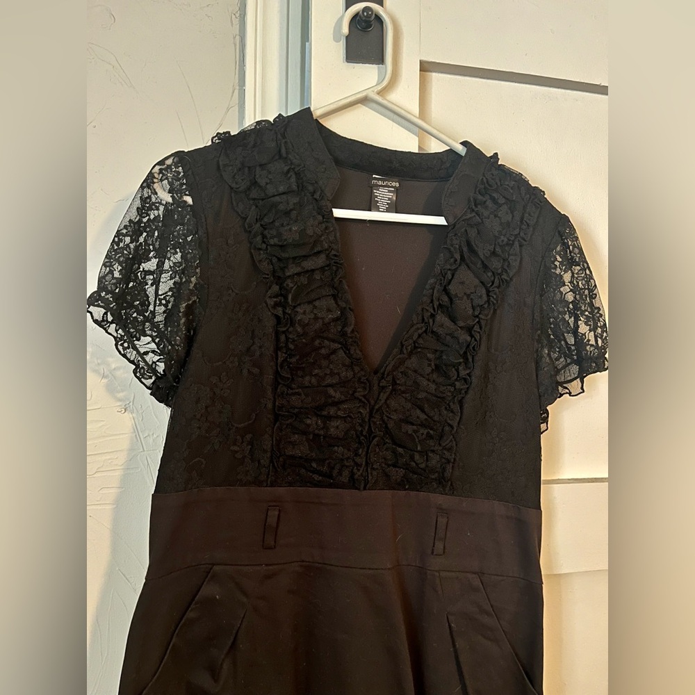 Maurices Black Laced Too Dress | POCKETS! | Size 13 | Very Good